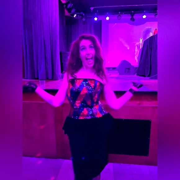 Vintage Julie Duroche for after five sequin velvet peplum dress 80s glam prom - Picture 9 of 9